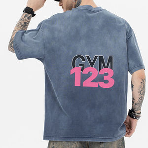 เสื้อยืดผู้ชายหรูหราคุณภาพสูงเสื้อยืดผ้าฝ้ายออกแบบได้เองทรงหลวมลำลองพิมพ์ลายสีพื้นเสื้อยืดเปล่า - Product Image 4