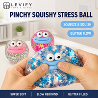 Balle anti-stress souple à grands yeux et grande bouche, à rebond lent, remplie de paillettes, jouet sensoriel pour apaiser et calmer les mains au quotidien