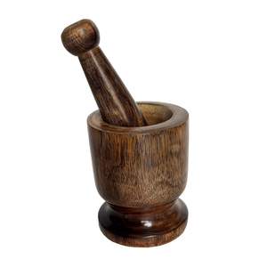 Mortier et pilon en bois de manguier pour enfants Okhli Royal'S Wooden Okhli et Musal/Mortier et pilon Set Vert menthe - Product Image 5