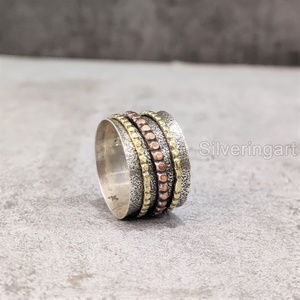 Anillo de meditación con banda giratoria, anillo de Plata de Ley 925 para mujer, joyería hecha a mano, anillo giratorio para hombre con ansiedad navideña - Product Image 4