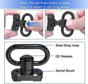 Двухточечная традиционная стропа с креплениями, регулируемые, удлиненные, с 2 1,25 упаковками, QD-рейка, поворотные крепления для Mlock - Product Image 3