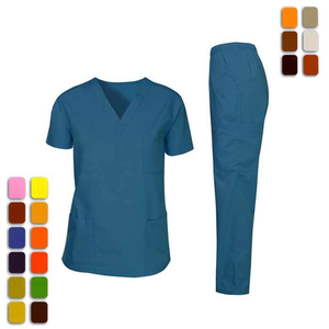 Top vente 2025 Scrubs uniformes ensembles infirmière avec poches soins de santé gommage uniformes ensembles été hôpital Scrubs multi couleurs - Product Image 1