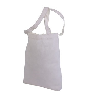 Sac cabas en toile de coton blanc uni avec logo imprimé personnalisé - Product Image 6