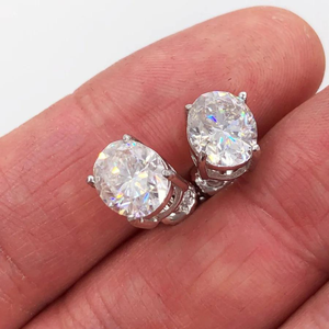 925 <b>Sterling</b> <b>Silver</b> <b>Stud</b> Earrings Diamond Oval Cut Jewelry Lab Grown Diamond Earring Custom Earrings <b>Stud</b> Earrings - Product Image 3