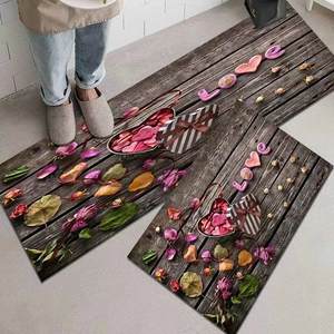 Ensemble de tapis de cuisine modernes et originaux, personnalisés, en polyester, velours, polaire cristalline, dessus à pois, fond antidérapant, faciles à nettoyer, décoratifs - Product Image 3