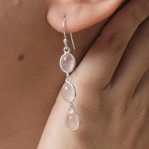 Boho Style 925 Sterling Silver Rose Quartz Gemstone Boucles D'oreilles Bijoux À La Main Boucles D'oreilles En Argent Bijoux pour Femmes Cadeau De Mariage pour - Product Image 3