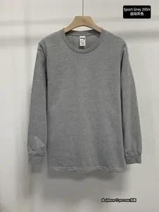 เสื้อยืดคอกลมแขนยาวสำหรับผู้ชายผ้าฝ้าย100% 205กรัมระบายอากาศได้ดีสวมใส่สบายปรับโลโก้ได้ตามต้องการ - Product Image 5