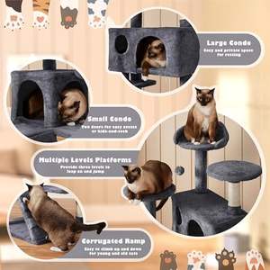 Manufacturer Wholesale Sisal <b>Grey</b> Pet Products Cat Tree Replaceable and removeable dangling balls Plush <b>Fabric</b> Softer and Cozier - Product Image 4