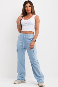 2025 New Design Fashionable High Waist Pink Color Drawstring Waistband Utility Cargo <b>Trousers</b> Denim Pants for Women's - Product Image 4