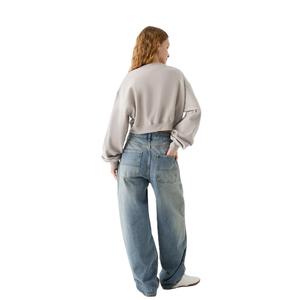 Femmes nouveau 2025 décontracté mode vêtements col rond coupe ample sur taille recadrée respirant à manches longues sweats automne hiver - Product Image 2