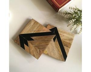 Posavasos de madera de acacia de resina colorida en stock combinado, los mejores posavasos cuadrados de madera de acacia de Acacia con borde de resina transparente de SCI - Product Image 6