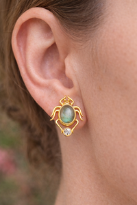 Pendientes de Plata de Ley 925 Chapados en Oro Hechos a Mano con Piedra Preciosa de Labradorita Araña, Joyería Antigua, Mayorista de Confianza, Regalo - Product Image 3