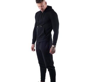 Survêtement personnalisé survêtements à rayures latérales 100% coton à capuche hommes joggers costume pantalon de survêtement évasé et ensemble de sweat à capuche - Product Image 2