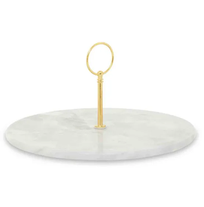 Support à gâteau en marbre Poignée en laiton Artisanat Ensemble de table de salle à manger classique Support à gâteau en marbre au design moderne - Product Image 1