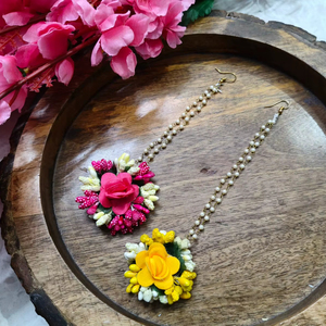 Assorted Floral Maang Tikka Handmade Hair Forehead <b>Ornament</b> Haldi Mehendi Wedding Accessory Bridesmaids Jewelry Jaggo Favors - Product Image 1