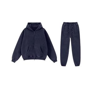 Unisex Casual Winter Running Wear Set Custom Color 100% Cotton Fleece Tracksuit Hooded Sweatshirt Jogger Pants Breathable - Product Image 5