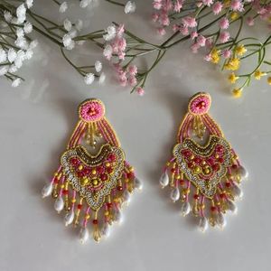 Pendientes bordados a mano, cómo hacer pendientes con bordado a mano, joyería festiva para mujer al mejor precio, pendientes con cuentas - Product Image 2