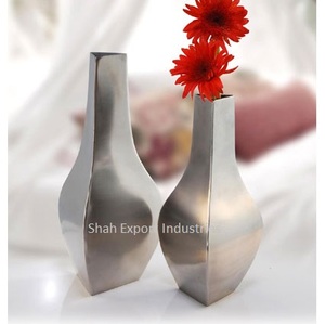 Florero de Metal de lujo moderno acabado plateado para el hogar sala de estar boda escritorio floreros decorativos - Product Image 4