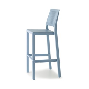 Stackable Bar <b>Stool</b> in Technopolymer with Backrest and Footrest, <b>Seat</b> Height 75 cm, for Outdoor Terrace Bar Cafe Made in Italy - Product Image 5