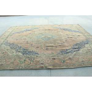 Alfombra Turca, Alfombra Extra Grande de 12.6x9.7 pies, Alfombra con Diseño de Plantas y Árboles Azules - Product Image 1