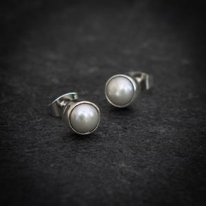 Pendientes de tuerca de perlas cultivadas de agua dulce de Plata de Ley 925, Perla de agua dulce cortada de calidad para mujer, para fiesta y regalo - Product Image 2