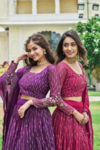 El mejor precio para el trabajo de secuencia de bordado de diseño moderno, Lehenga Choli de poliéster de seda paquistaní indio para mujer para fiesta de boda - Product Image 3