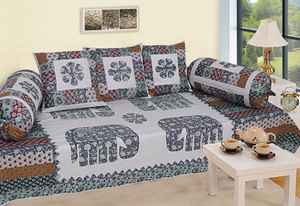 Elegante decoración del hogar elefante estampado indio ropa de cama individual 8 piezas Conjunto 1 + 2 + 5 algodón Deewan conjunto para el hogar regalo hermoso nuevo diseño - Product Image 3