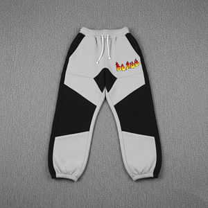 กางเกงผ้าแคนวาสสำหรับผู้ชายกางเกงซักแบบลำลองแนวสตรีท2โทนปักโลโก้ทรงหลวมทรงหลวมทรงหลวม - Product Image 1