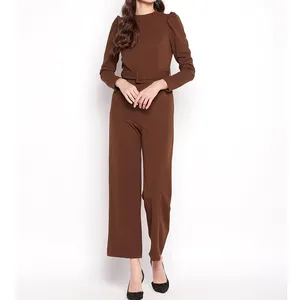 Jumpsuit wanita warna Solid gaya terbaru layanan OEM buatan pabrik bahan antilembap Jumpsuit wanita