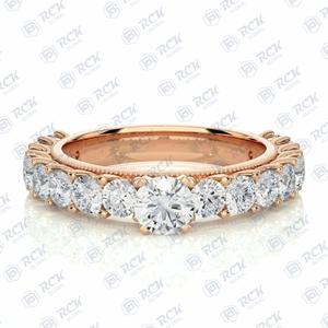 0,90 TCW redondo brillante corte solitario con acentos Moissanite anillo para mujer/anillo de regalo de aniversario banda para amor regalo de cumpleaños - Product Image 6