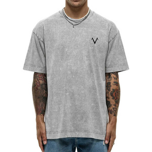 Men's 100% Cotton T Shirt Oversized <b>Acid</b> Washed <b>Drop</b> Shoulder Blank Streetwear Heavyweight Solid Men's Anti-wrinkle T Shirt - Product Image 1