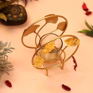 Modern Iron Candle Holder Gold <b>Leaf</b> Shape Tea <b>Light</b> Candle Holder on Table Votive Holder Lighting Decorative Candle Display - Product Image 5