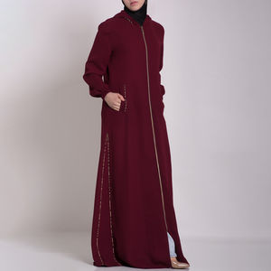 Abaya simple en mousseline de soie respirante pour femmes musulmanes, modeste, de haute qualité, style A, à prix avantageux, en vente en gros - Product Image 4