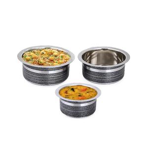 Olla de acero de forma redonda hecha a mano diseñador comida olla brillante pulido al por mayor artículos de cocina calentador de alimentos de Metal - Product Image 2