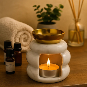 Luxury Marble Essential <b>Oil</b> Burner Eco-friendly Aromatherapy <b>Diffuser</b> Natural Stone Spa Decor Relaxation Spring Customizable - Product Image 6