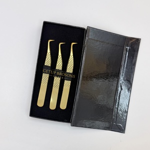 Pinzas para Pestañas GETUP BROSONS IMPEX de 90 Grados, Acero Inoxidable, Diseño Liso Dorado con Plasma, Antimagnéticas, Antiestáticas, Perfectas - Product Image 6