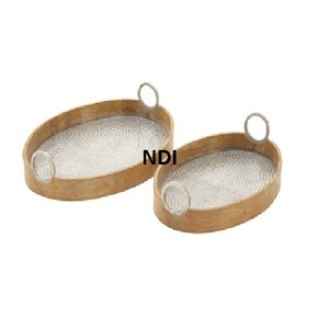 Bandeja de Madera de Estilo Lujoso para Servir Comida, Decoración de Mesa, Bandeja Ovalada para Catering, Juego de 2 - Product Image 1