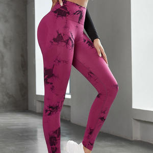 Gran oferta de pantalones de Yoga de cintura alta con tinte de corbata melocotón y cadera, mallas de Yoga transpirables de secado rápido para mujer - Product Image 3