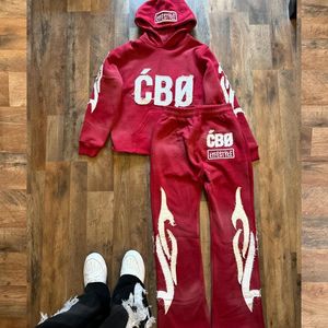 Trajes de chándal personalizados de dos piezas de gran tamaño 100% algodón Joggers pantalones de chándal acampanados y conjunto de Sudadera con capucha chándal - Product Image 2