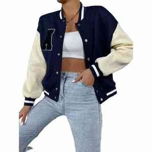 Tendance Femme Vêtements Brodé Personnalisé Crop Top Baseball Veste Femmes Varsity Veste - Product Image 3