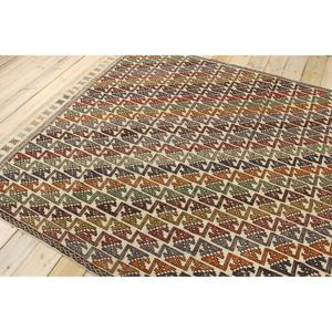 Tapis en laine Ikat turc vintage rouge 5,9x8,7 pieds, design patchwork écologique avec envers en latex - Product Image 4