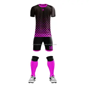 Personnalisé noir avec violet uniforme de football de haute qualité nom d'équipe personnalisé applique broderie uniforme de football football