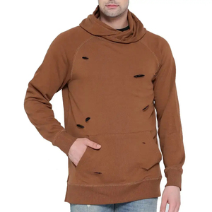 Sudadera con capucha desgastada para hombre con bordado Technics manga larga ropa de invierno lavado ácido cremallera hecho en fábrica fabricante al por mayor - Product Image 3