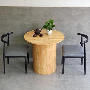 Minimalist Design Combo <b>Set</b> of 80cm Round Rubber Wood Cafe Table 2 Chairs Comfortable <b>Restaurant</b> <b>Sets</b> for Coffee Shop CBCF262 - Product Image 2