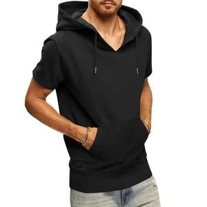 Nueva Sudadera con Capucha para Hombre, Estilo Europeo y Americano, Holgada, de Manga Corta, Color Sólido, para Otoño - Product Image 2