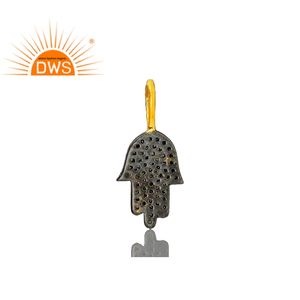 Pendentif en diamant fait à la main, breloque avec Hamas, en argent Sterling 925, bijou pour filles, fabrication de bijoux, vente en gros - Product Image 4