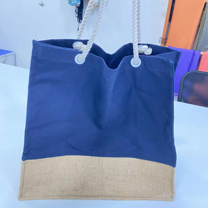 Grands sacs à provisions réutilisables en coton recyclé écologique, jute et nylon, toile à motifs personnalisés, fabriqués en Inde-Options en vrac disponibles - Product Image 1