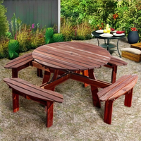 Ensemble de table et chaises de pique-nique d'extérieur moderne pour 8 personnes, en bois d'acacia durable, pour jardin, villa, hôtel, parc, style barbecue.