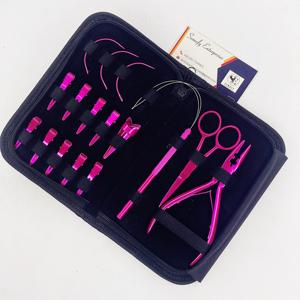 Ensemble de pinces d'extension de cheveux en acier inoxydable rose professionnel Kit d'accessoires d'outils de cheveux d'aiguille de crochet durable écologique - Product Image 2