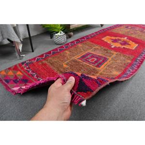 Ethnic Vintage Turkish Rug <b>Red</b> Orange Patchwork Design Classic 3.1x97.8ft Large Area <b>Wool</b> Material Latex for Hallway Rectangle - Product Image 3
